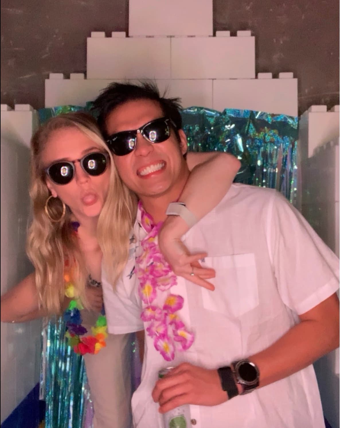 Katie and Fitz at a hula party
